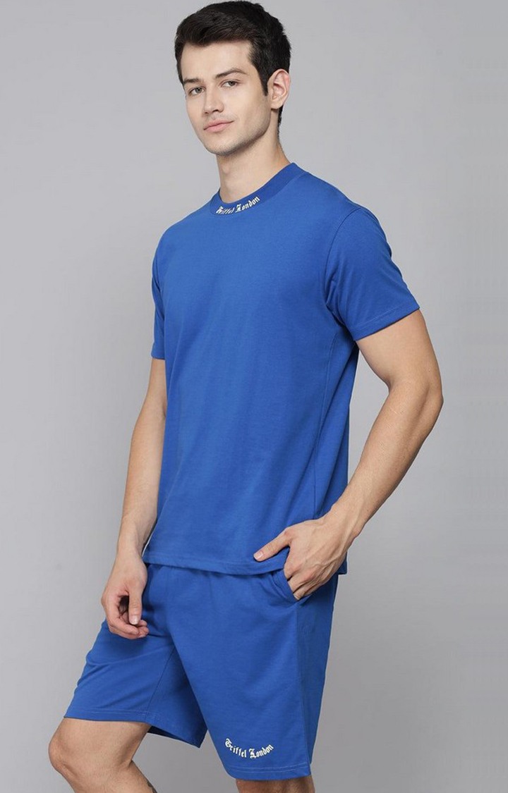 Men's Royal Blue Solid Oversized T-Shirts
