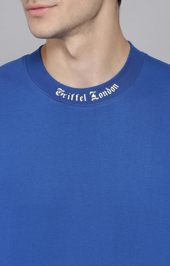 Men's Royal Blue Solid Oversized T-Shirts