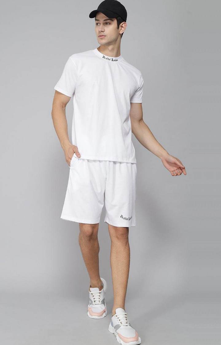 Men's White Solid Regular T-Shirts