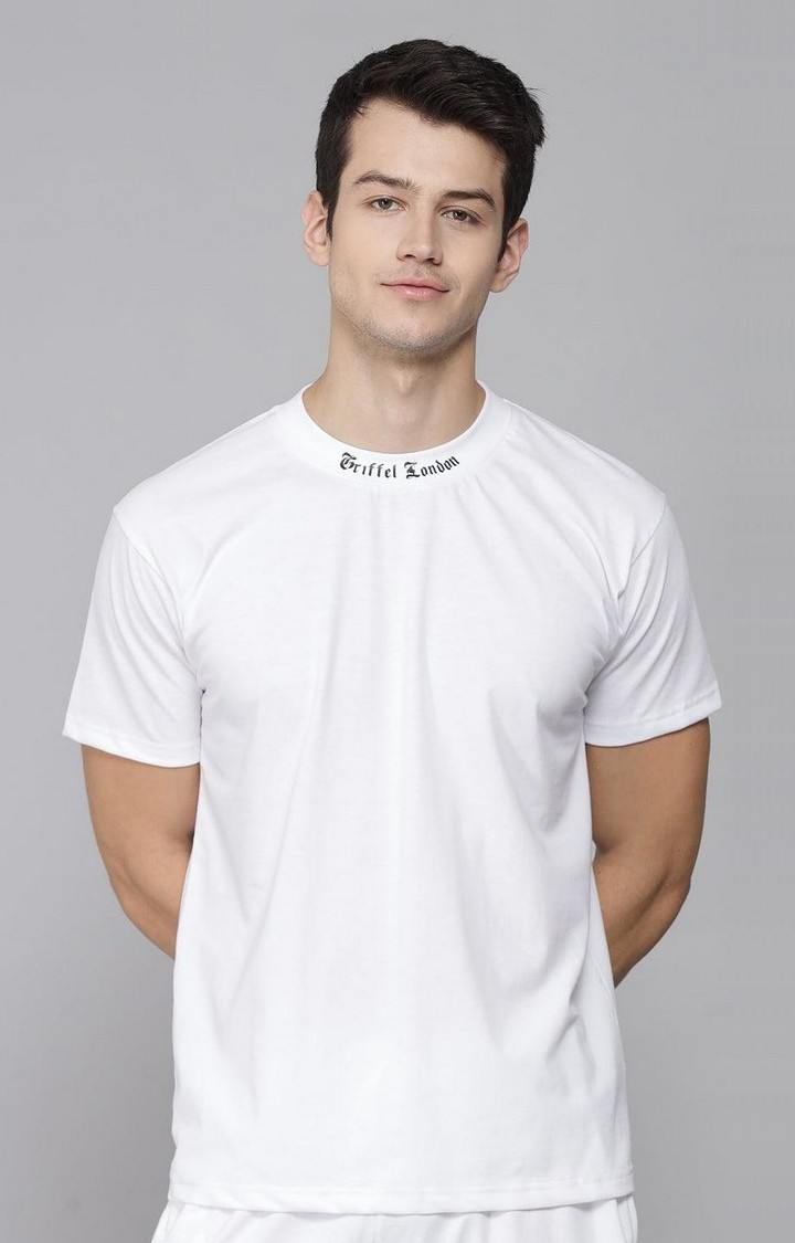 Men's White Solid Regular T-Shirts