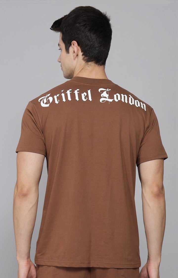 Men's Brown Printed Activewear T-Shirts