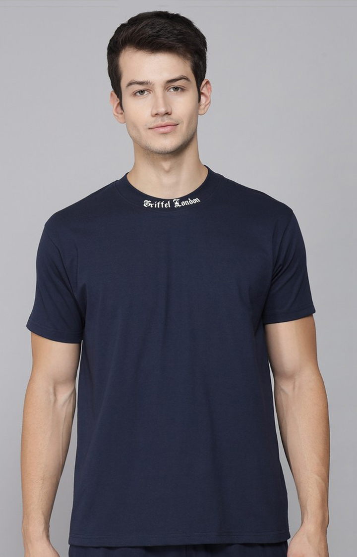 Men's Blue Printed Activewear T-Shirts