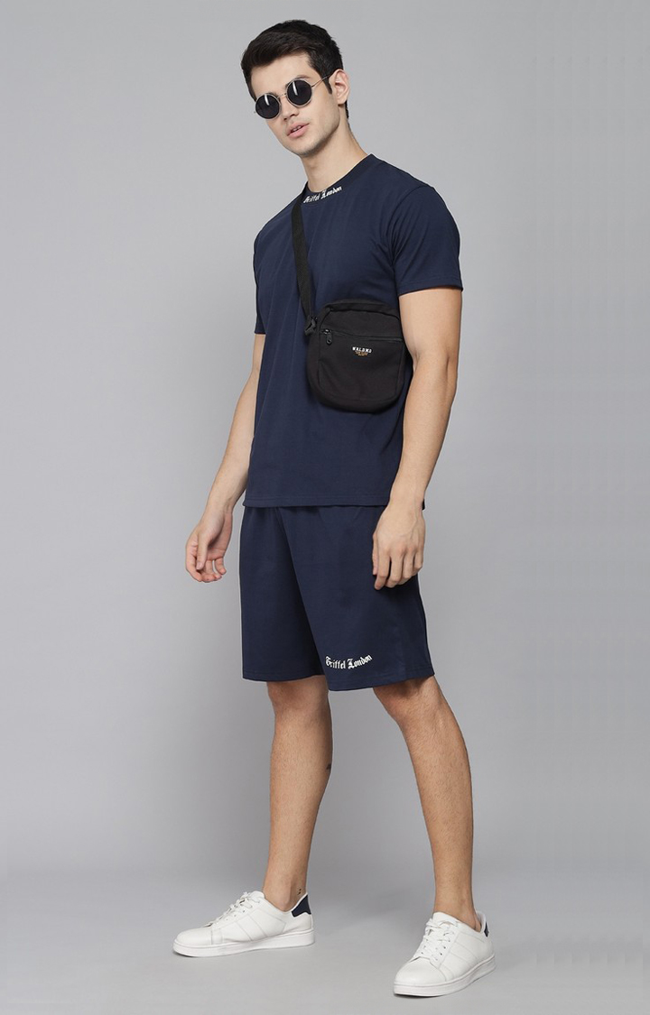 Men's Blue Printed Activewear T-Shirts