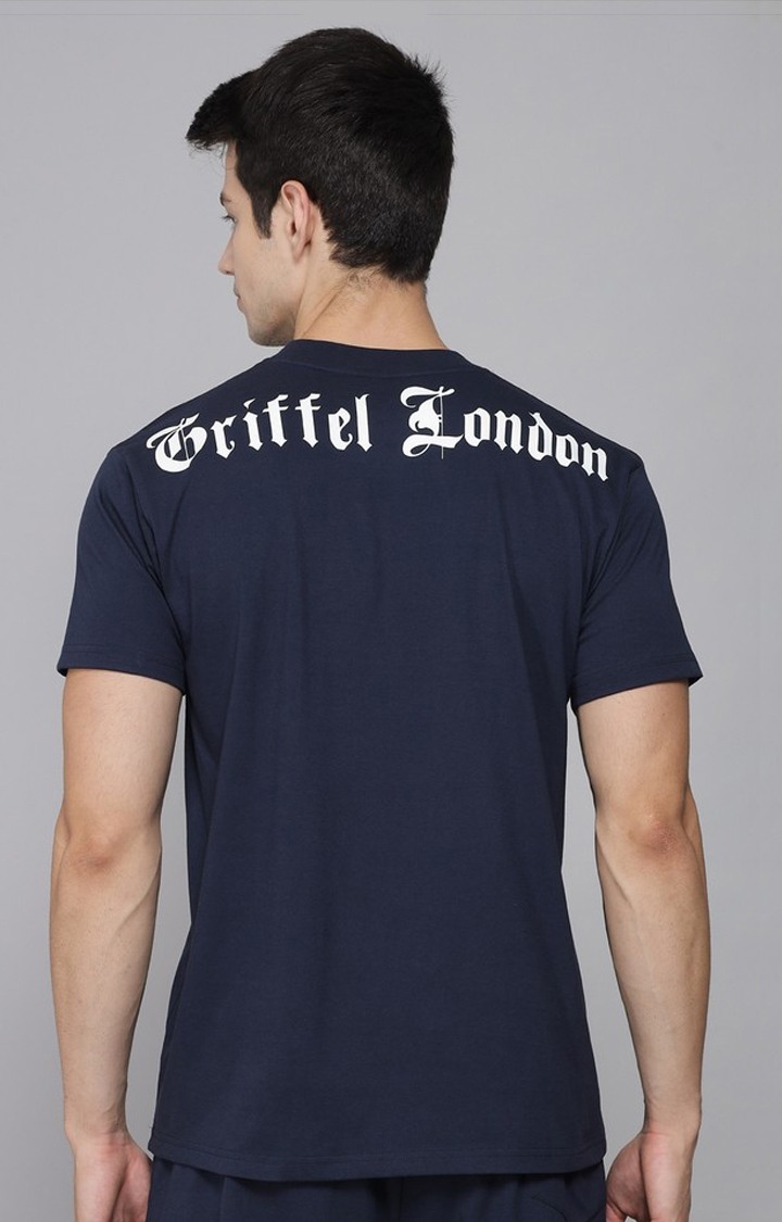 Men's Blue Printed Activewear T-Shirts