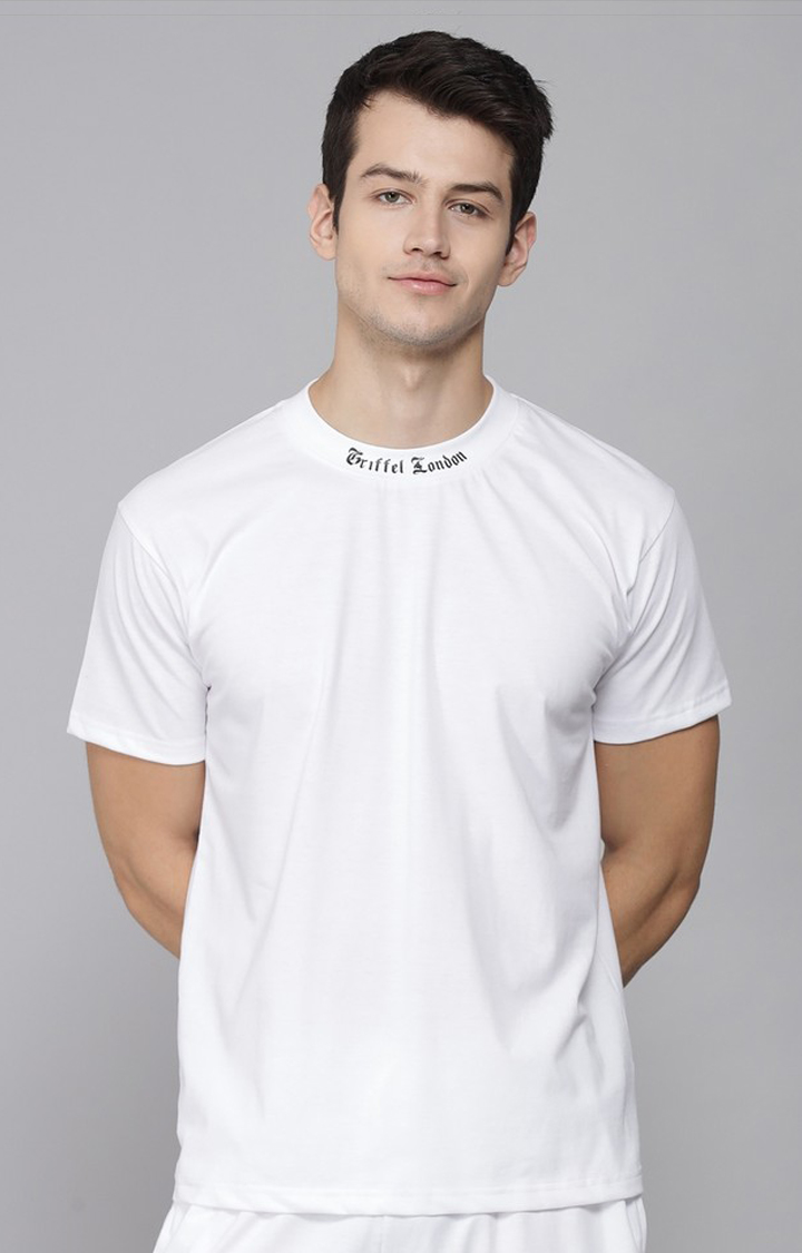 Men's White Printed Activewear T-Shirts