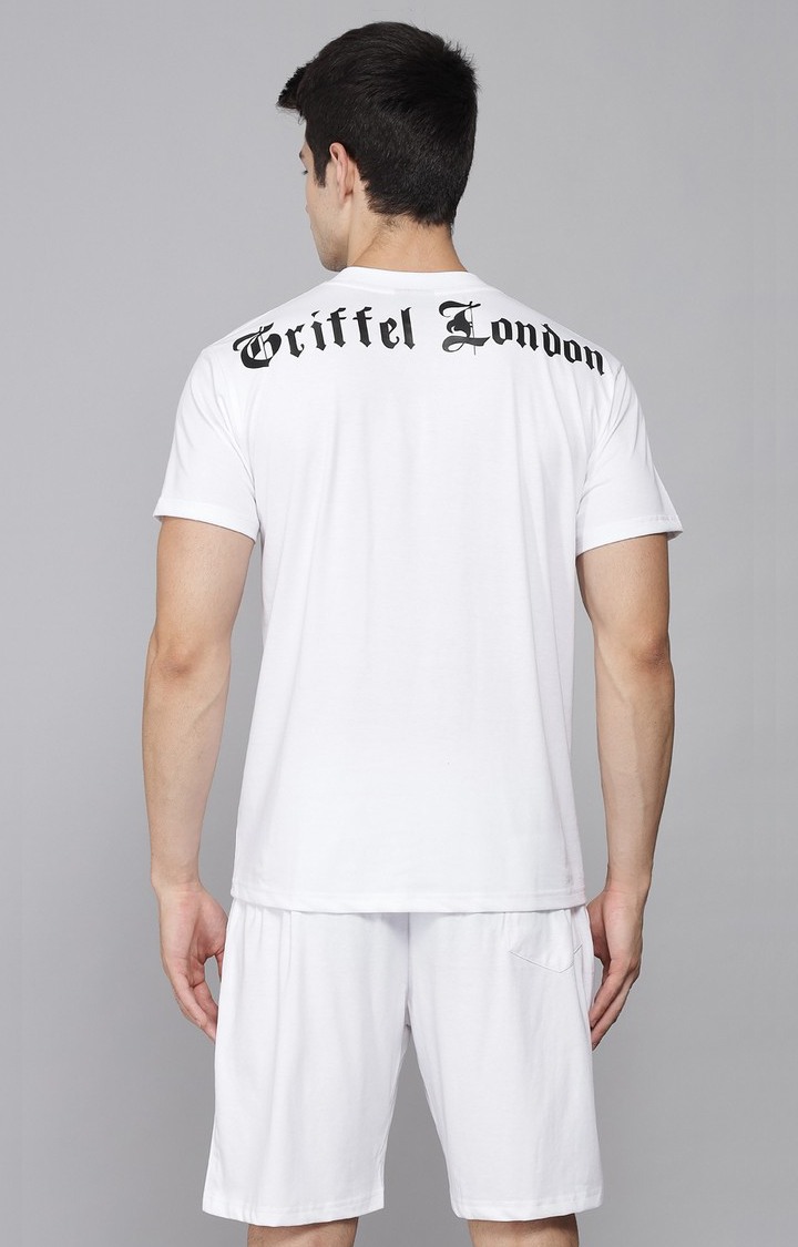 Men's White Printed Activewear T-Shirts
