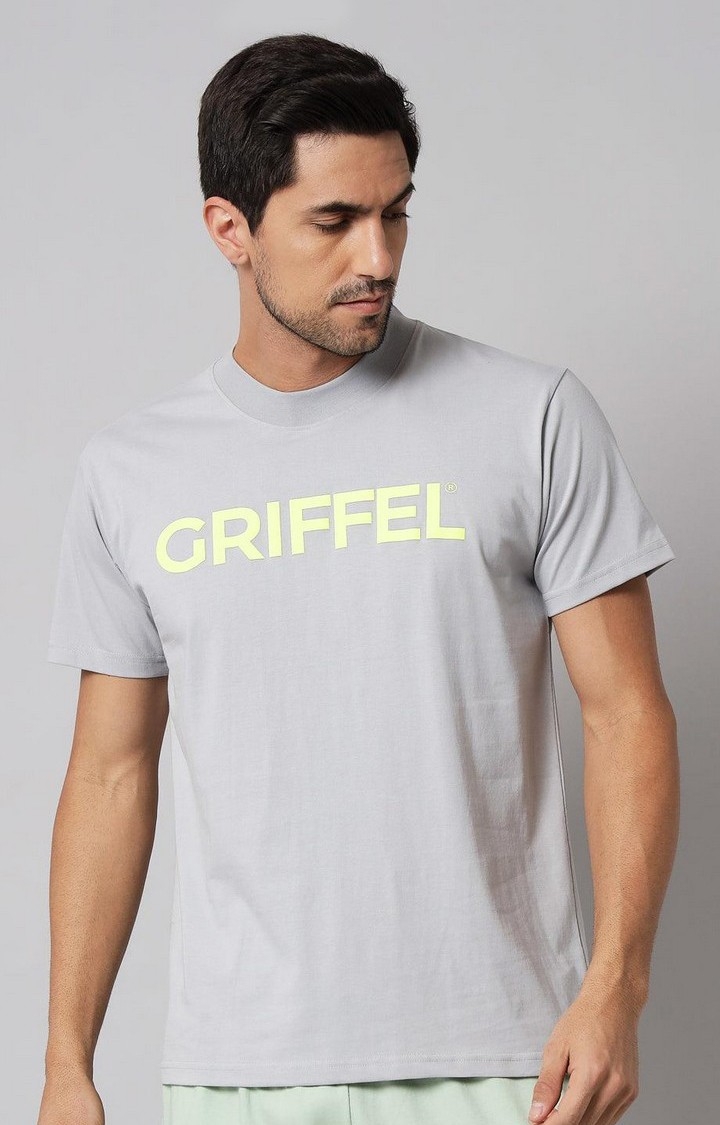 Men's Placement Print Grey Regular fit T-shirt