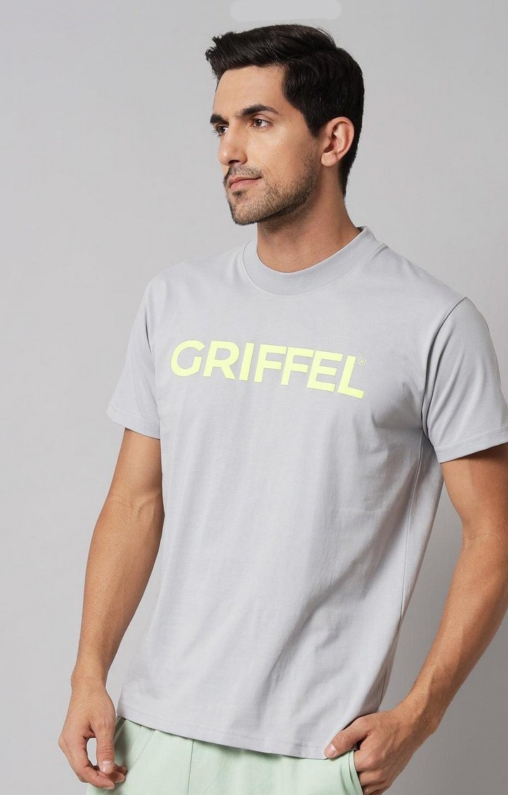 Men's Grey Typographic Regular T-Shirts