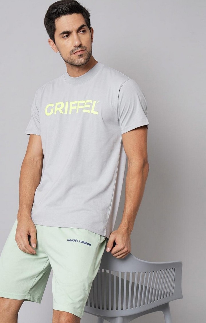 Men's Grey Typographic Regular T-Shirts