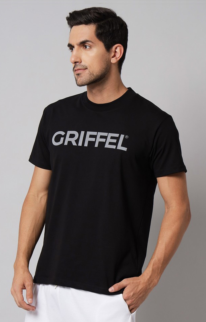 Men's Black Printed Activewear T-Shirts