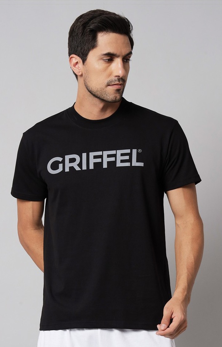 Men's Black Printed Activewear T-Shirts