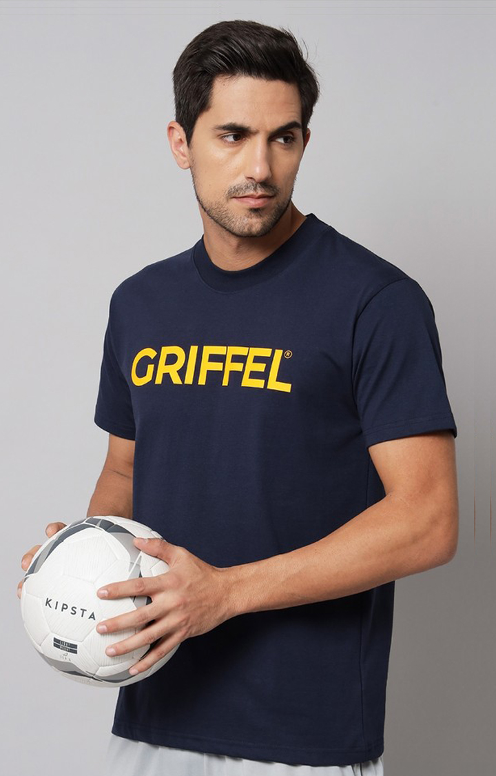 Men's Blue Printed Boxy T-Shirt
