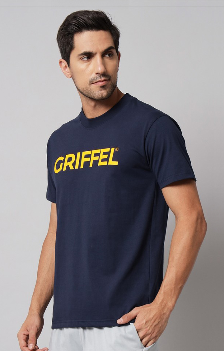 Men's Blue Printed Boxy T-Shirt