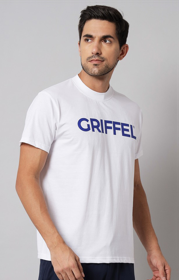 Men's White Printed Activewear T-Shirts