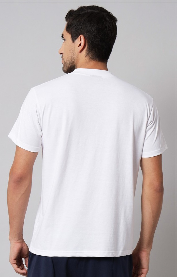 Men's White Printed Activewear T-Shirts