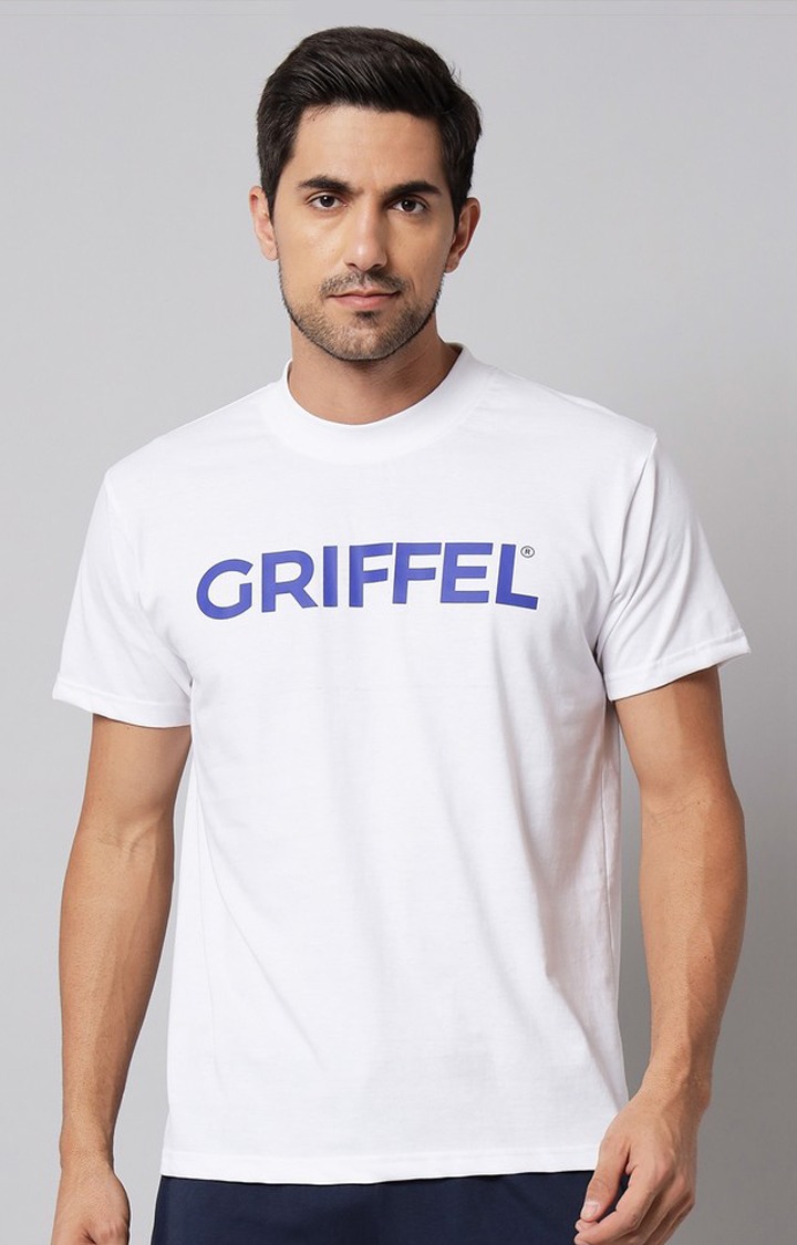 Men's White Printed Activewear T-Shirts