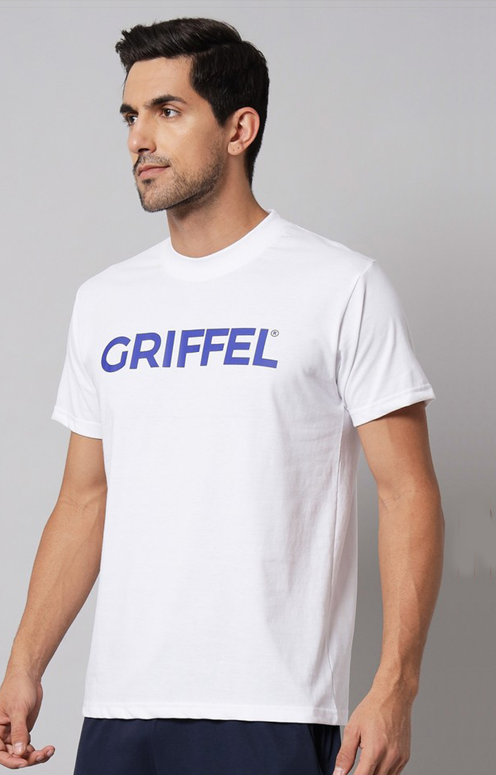 Men's White Printed Activewear T-Shirts