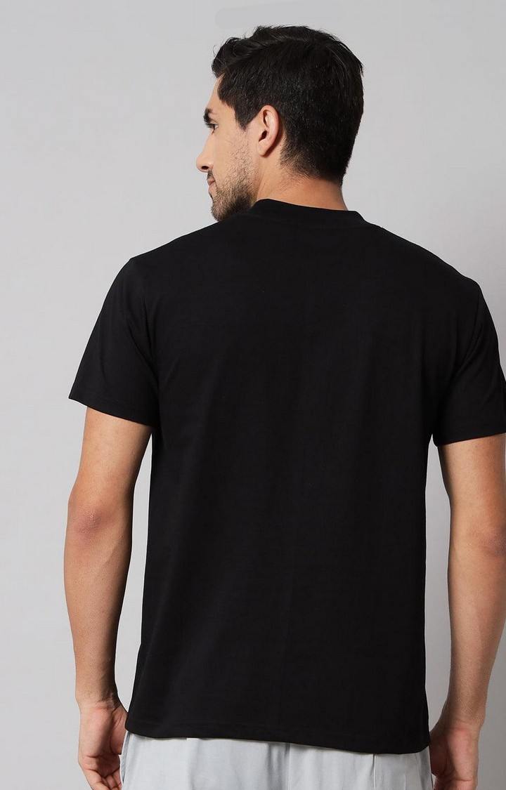 Men's Black Printed Regular T-Shirts