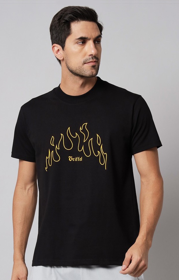Men's Black Printed Activewear T-Shirts