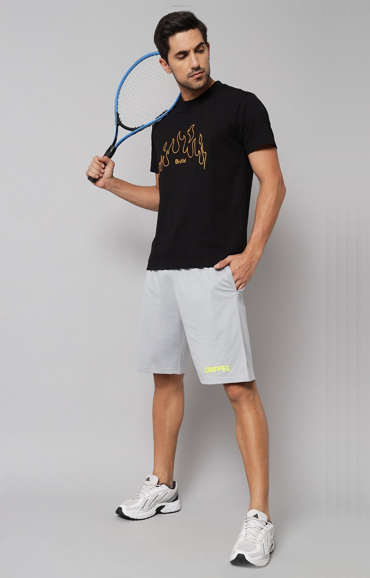 Men's Black Printed Activewear T-Shirts