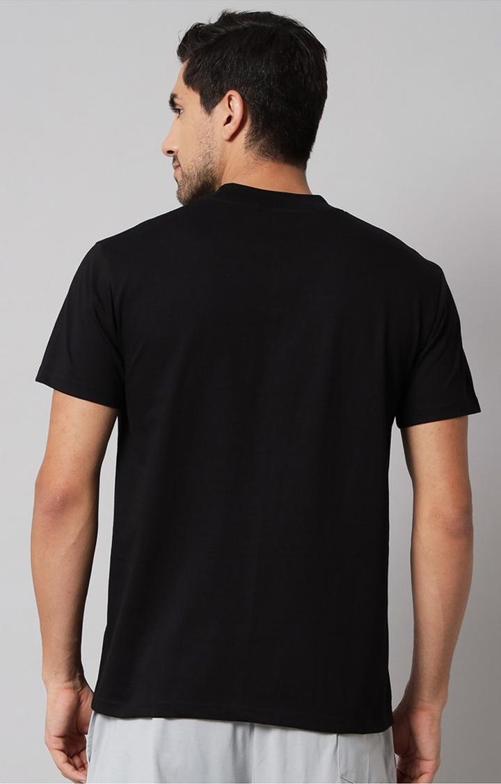 Men's Black Printed Activewear T-Shirts