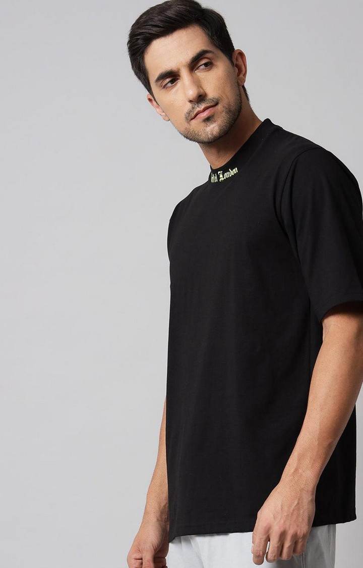 Men's Black Solid Boxy T-Shirt