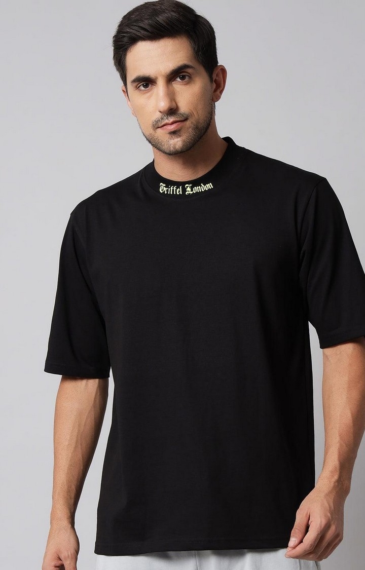 GRIFFEL | Men's Black Solid Boxy T-Shirt