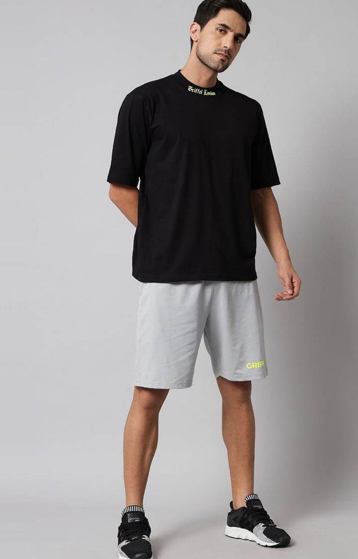 Men's Black Solid Boxy T-Shirt