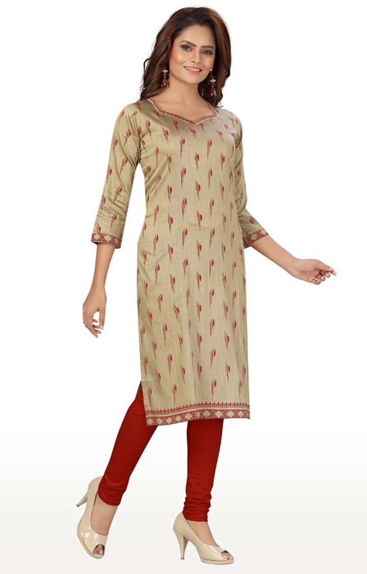 Golden Printed Silk Kurti