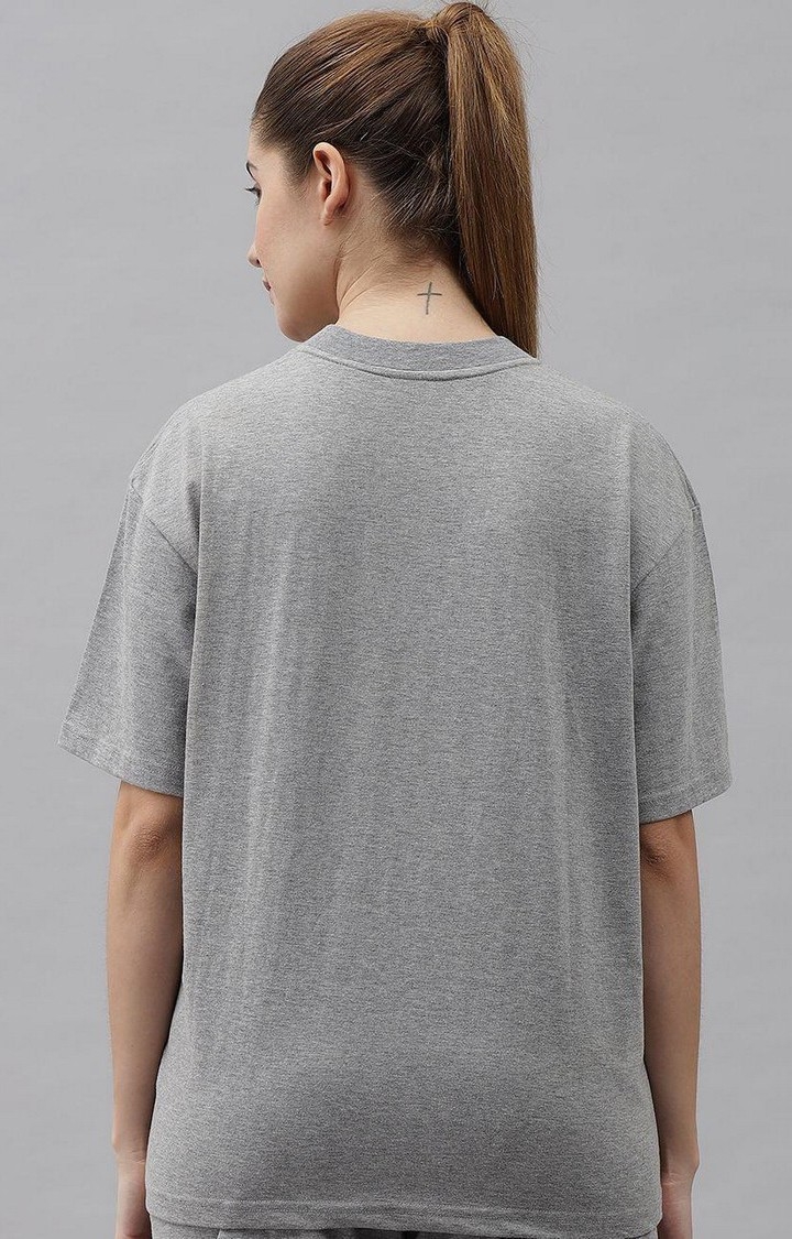 Women's Grey Solid Oversized T-Shirts