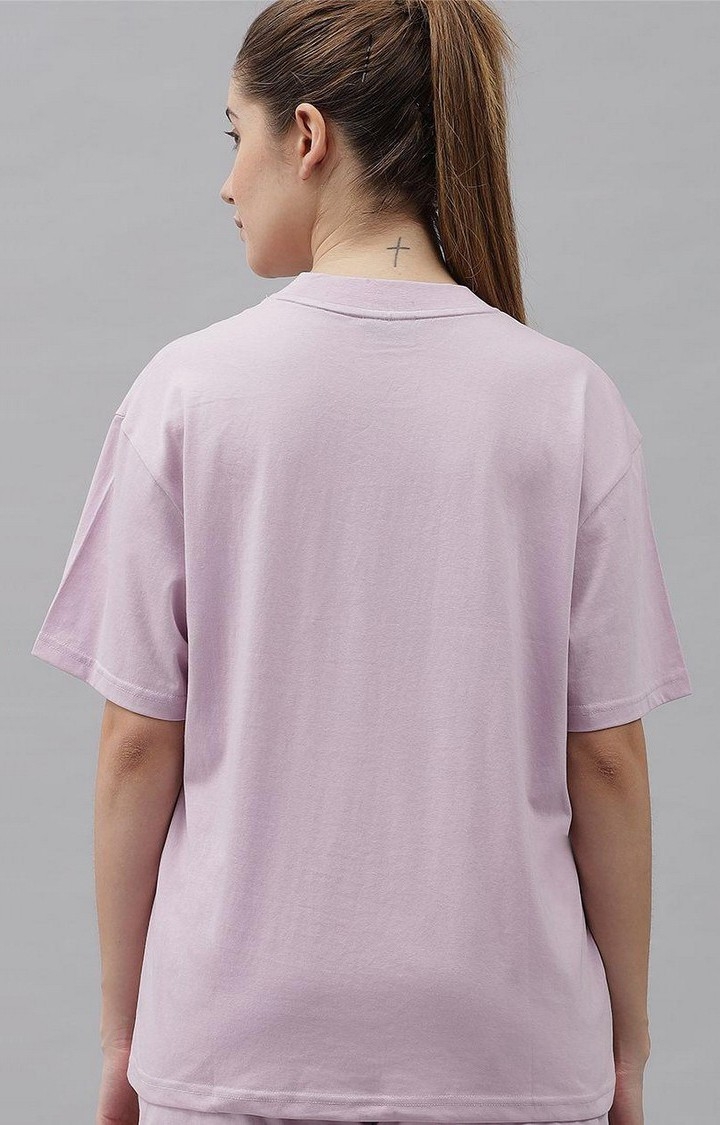 Women's Light Purple Solid Oversized T-Shirts