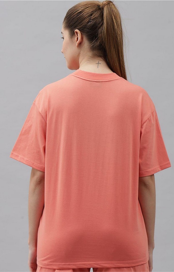 Women's Peach Solid Oversized T-Shirts
