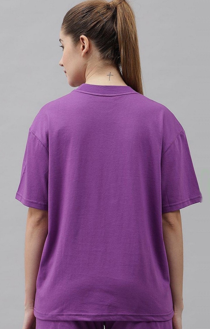 Women's Purple Solid Oversized T-Shirts