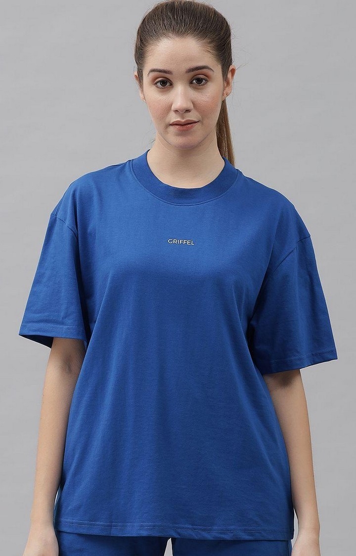 Women's Basic Solid Oversized Loose fit Royal T-shirt