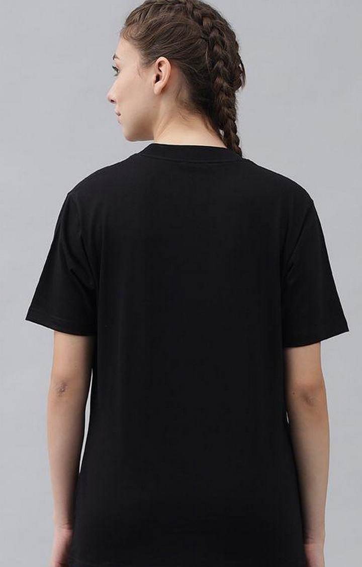 Women's Black Solid Regular T-Shirts