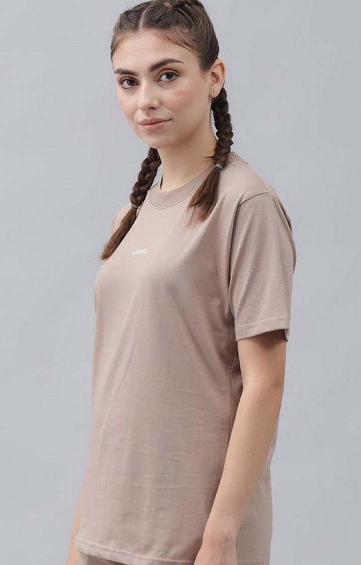 Women's Brown Solid Oversized T-Shirts