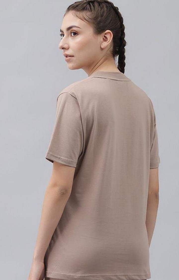 Women's Brown Solid Oversized T-Shirts