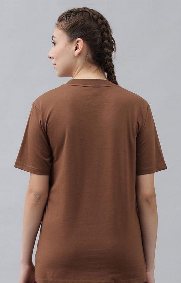 Women's Coffee Solid Oversized T-Shirts