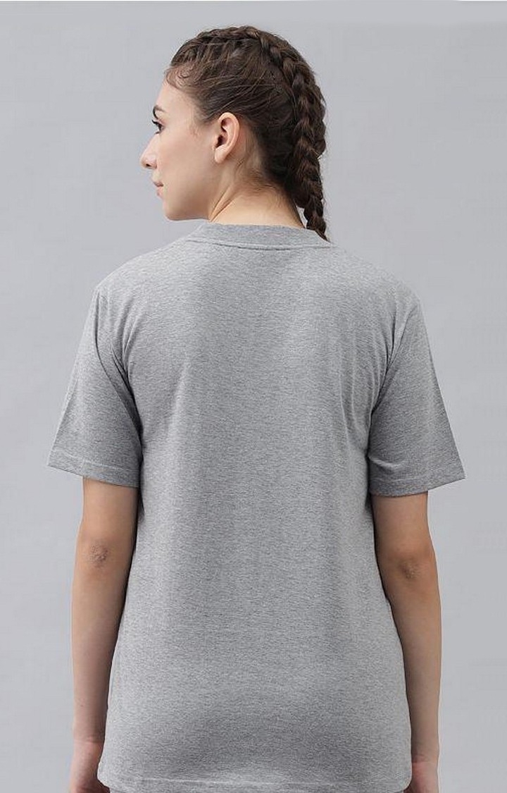 Women's Grey Solid Regular T-Shirts
