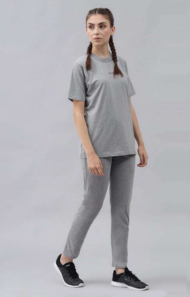 Women's Grey Solid Regular T-Shirts