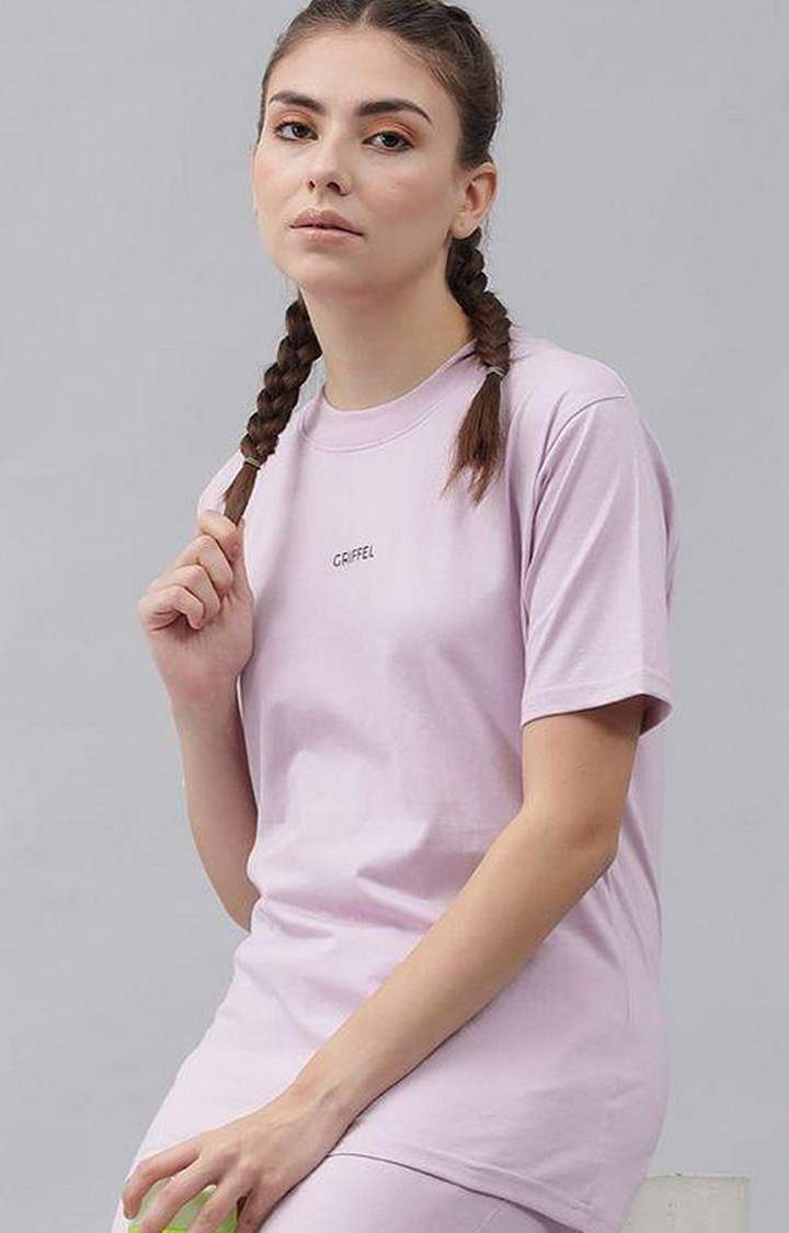 Women's Light Purple Solid Oversized T-Shirts