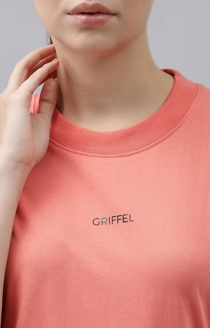 Women's Peach Solid Oversized T-Shirts