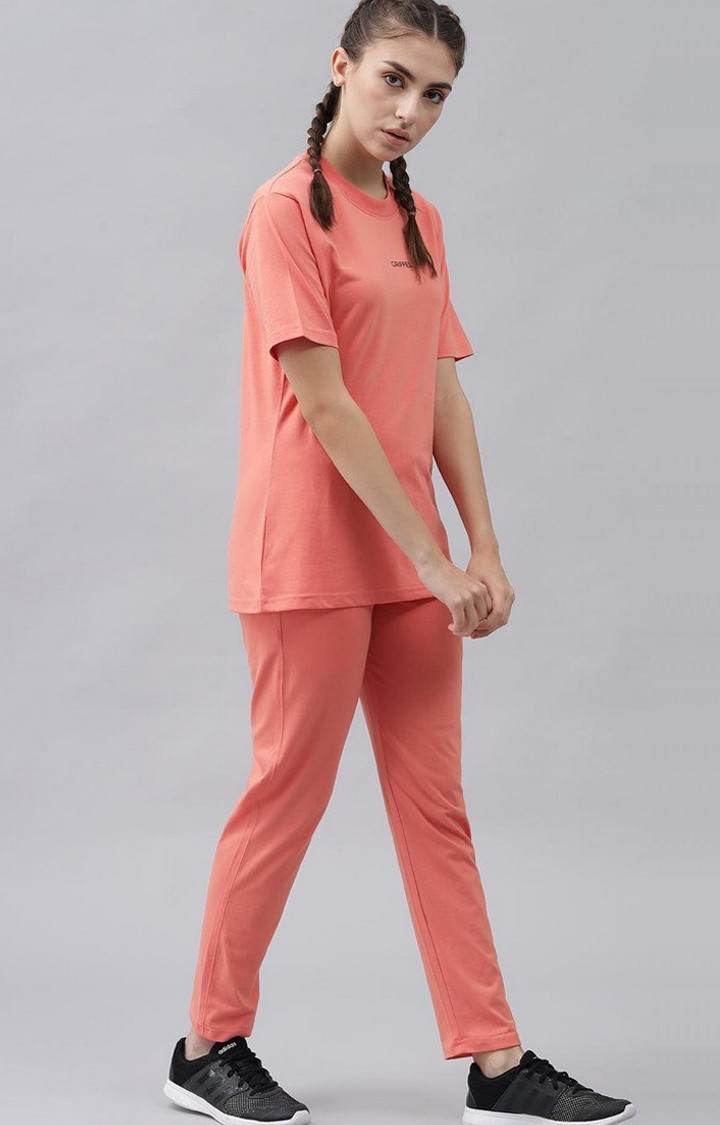 Women's Peach Solid Oversized T-Shirts