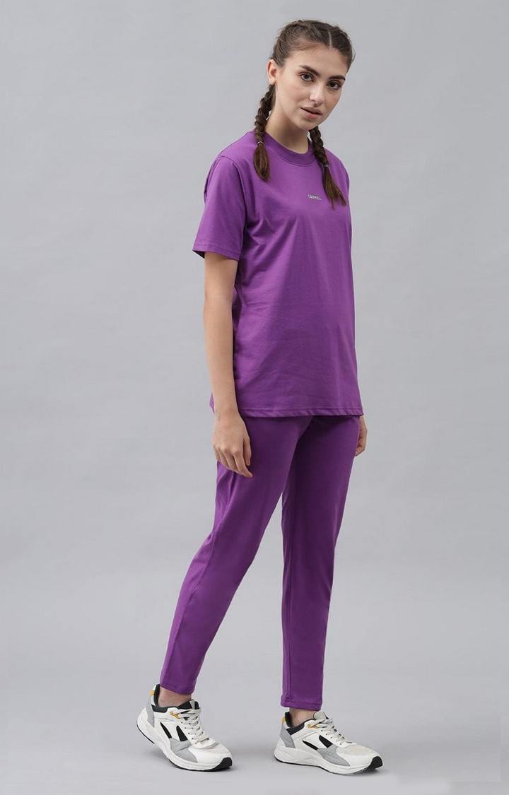 Women's Purple Solid Oversized T-Shirts