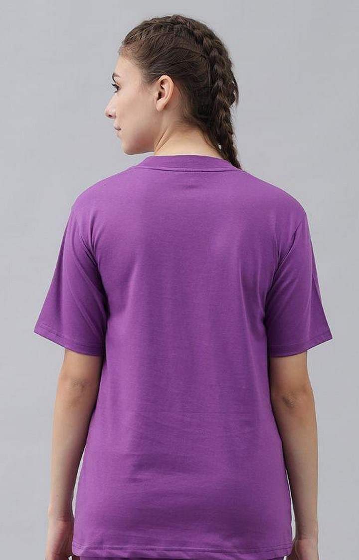 Women's Purple Solid Oversized T-Shirts