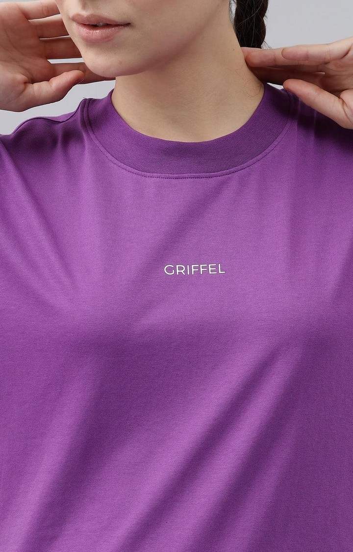 Women's Purple Solid Oversized T-Shirts