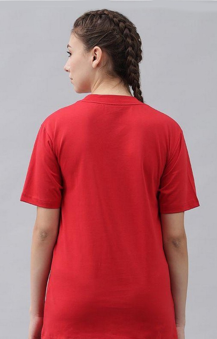 Women's Red Solid Regular T-Shirts