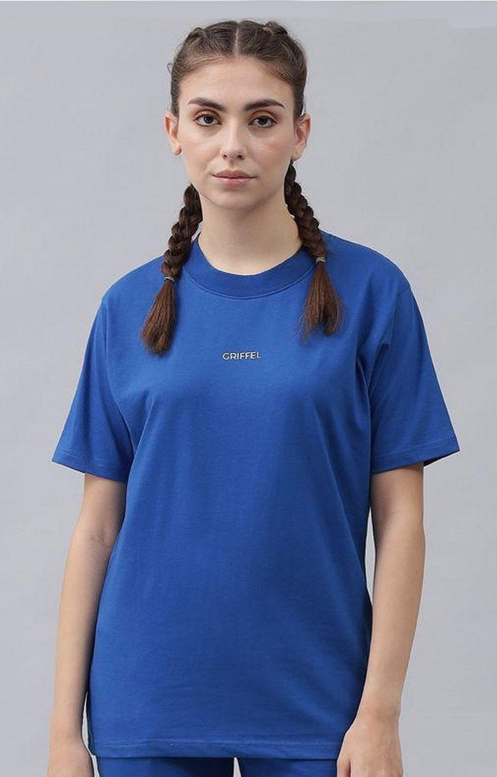 GRIFFEL | Women's Basic Solid Regular fit Royal T-shirt