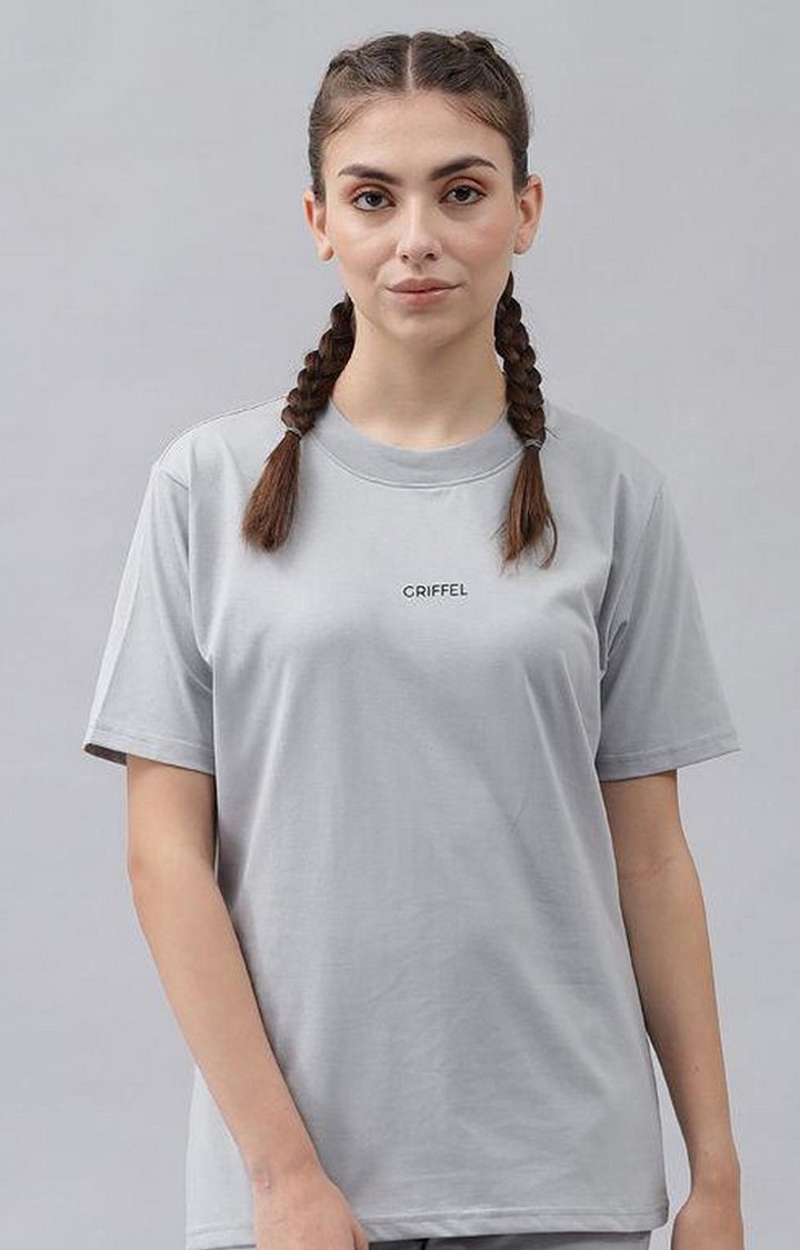 GRIFFEL | Copy of Women's Basic Solid Regular fit Steel Grey T-shirt