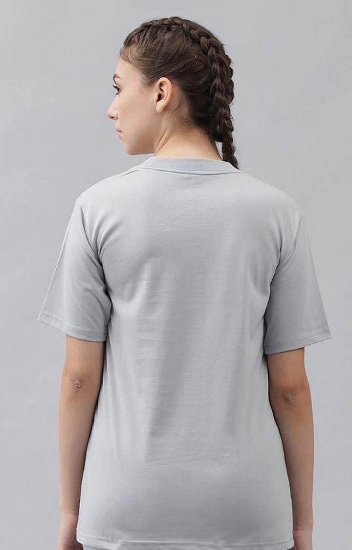 Women's Steel Grey Solid Regular T-Shirts